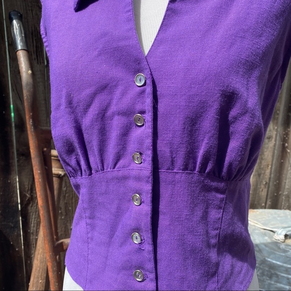 1970s Vintage Banjo Purple Western Tank Top Blouse - Picture 3 of 7